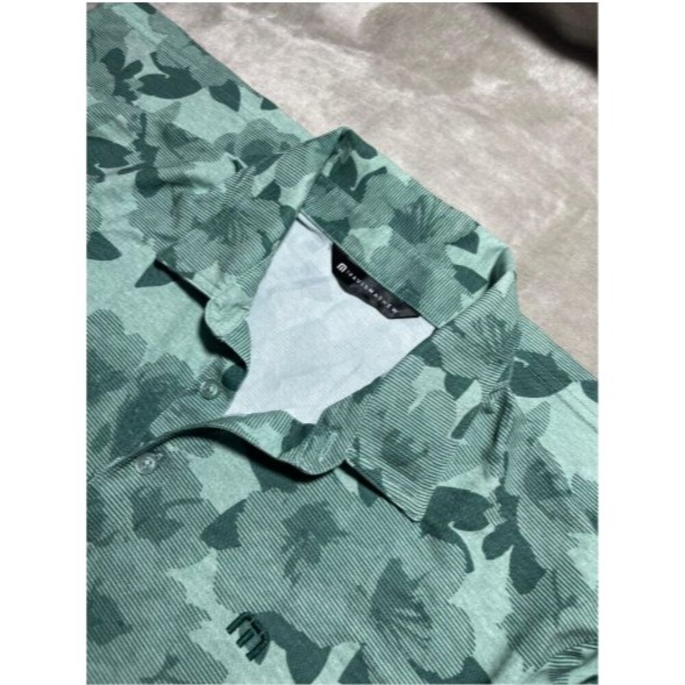 Travis Mathew Golf Polo Shirt Men's Large Green Short Sleeve Outdoor